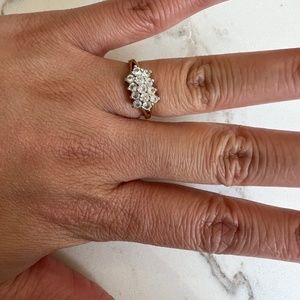 Honeycomb crystal and gold ring-size 5.5 approx